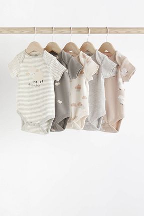 بادی و سرهمی نوزادی طوسی بچه گانه %100 پنبه Next Baby - کد 796090826