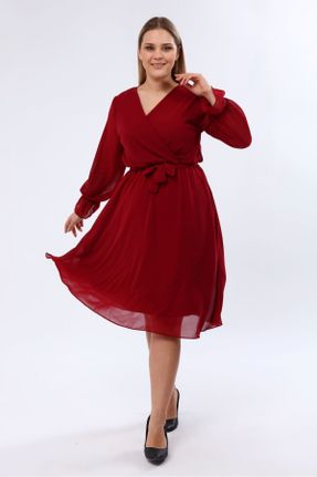 لباس زرشکی زنانه پلی اورتان سایز بزرگ بافتنی کد 232122276