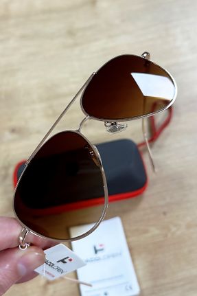 عینک آفتابی قهوه ای مردانه 60 UV400 فلزی سایه روشن قطره ای کد 829692820