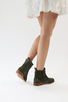 بوت / نیم بوت سبز زنانه چرم خالص Elile Shoes - کد 829703035