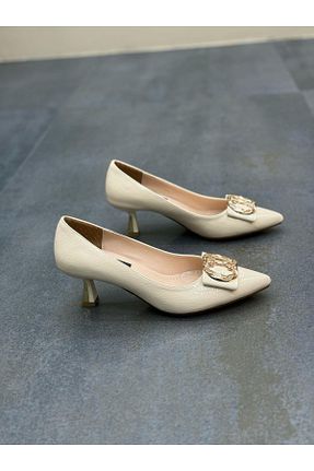 کفش مجلسی بژ زنانه پاشنه نازک DİVA - کد 808166304