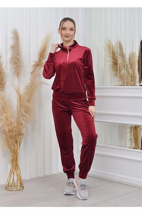 ست بالاتنه و پائین تنه زرشکی زنانه بافتنی Nuseel - کد 675506074