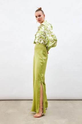 شلوار سبز زنانه پلی استر بافتنی پاچه لوله ای فاق نرمال کد 345257854