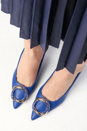 کفش استایلتو آبی پاشنه نازک پاشنه کوتاه ( 4 - 1 cm ) کد 345290116