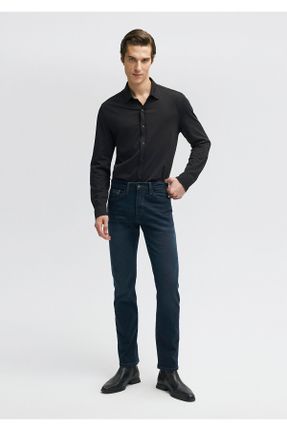 شلوار جین سرمه ای مردانه پاچه ساده پنبه (نخی) کد 31841241