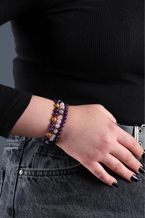 دستبند جواهر بنفش زنانه سنگ طبیعی Ssilhoutte Doğaltaş - کد 743233365