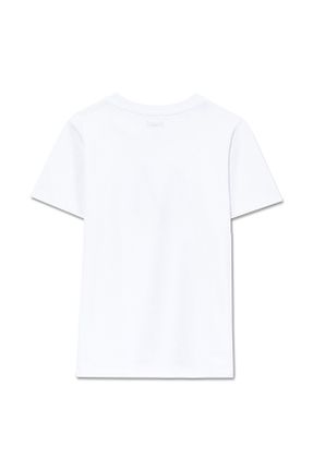 تی شرت سفید بچه گانه رگولار یقه گرد پنبه (نخی) تکی کد 353732260