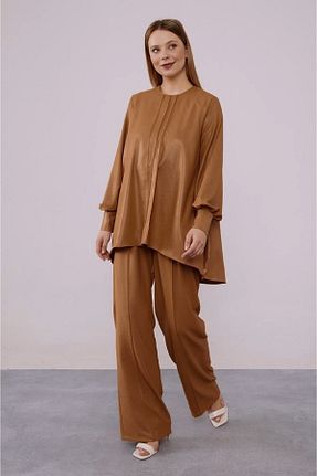 ست بالاتنه و پائین تنه قهوه ای زنانه بافتنی Levidor - کد 830688374