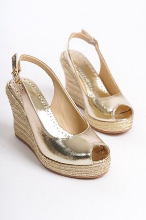 صندل طلائی زنانه پاشنه پلتفرم Elile Shoes - کد 830834352