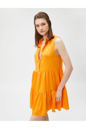 لباس نارنجی زنانه بافتنی پلی استر لباس پیراهنی کد 670782844