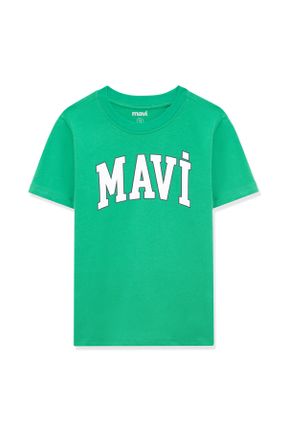 تی شرت سبز بچه گانه رگولار یقه گرد پنبه (نخی) کد 830955761