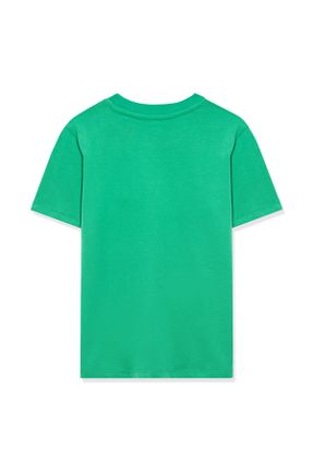 تی شرت سبز بچه گانه رگولار یقه گرد پنبه (نخی) کد 830955761