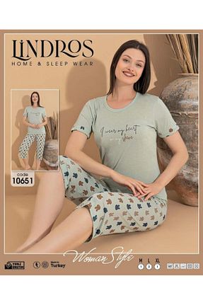 ست لباس راحتی سبز زنانه ساده lindros - کد 830960716