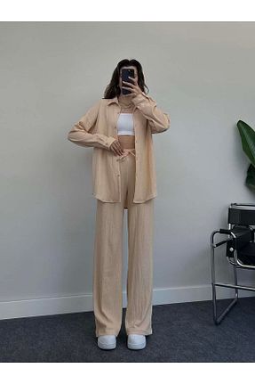 ست بالاتنه و پائین تنه بژ زنانه بافتنی OYKUWEAR - کد 828096490