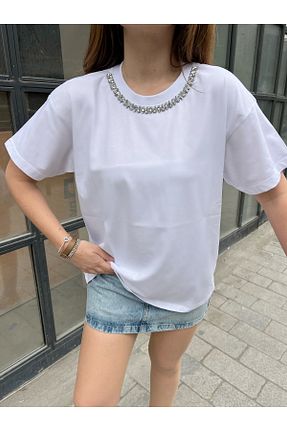 تیشرت سفید زنانه رگولار Bianco Lucci - کد 817589635