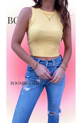تیشرت زرد زنانه کراپ BoomBester - کد 824598627