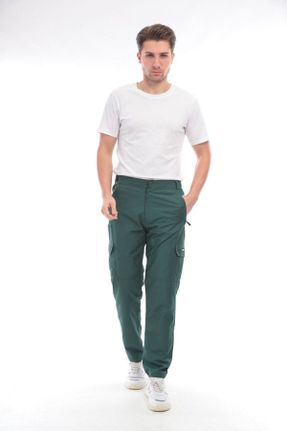 شلوار سبز مردانه پارچه پاچه ساده فاق بلند کارگو کد 811679197