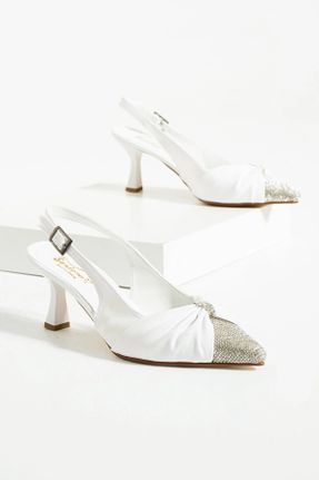 کفش استایلتو سفید پاشنه نازک پاشنه متوسط ( 5 - 9 cm ) کد 712421069
