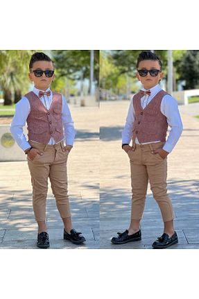 ست بالاتنه و پائین تنه زرشکی بچه گانه بافتنی rainkids - کد 826543554