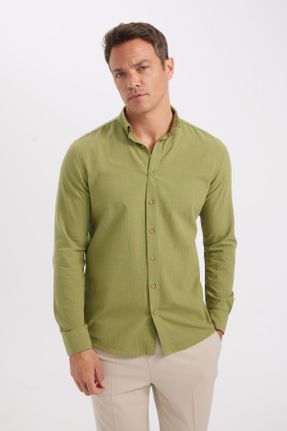 پیراهن سبز مردانه یقه پیراهنی رگولار کد 824214935
