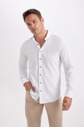 پیراهن سفید مردانه رگولار یقه پیراهنی کد 824216010