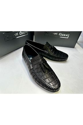 کفش لوفر مشکی مردانه چرم خالص Özer - کد 808421506