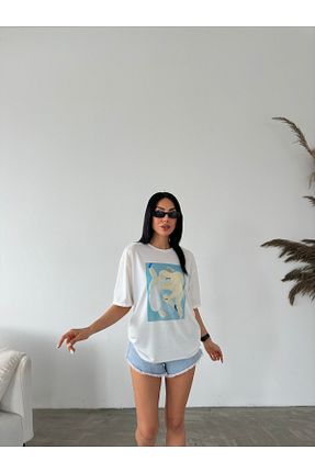 تیشرت نباتی زنانه Relaxed Fiori - کد 828971291