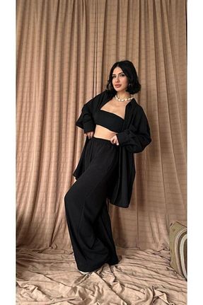ست بالاتنه و پائین تنه مشکی زنانه بافتنی Elbee Fashion Woman - کد 817310316