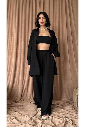 ست بالاتنه و پائین تنه مشکی زنانه بافتنی Elbee Fashion Woman - کد 817310316