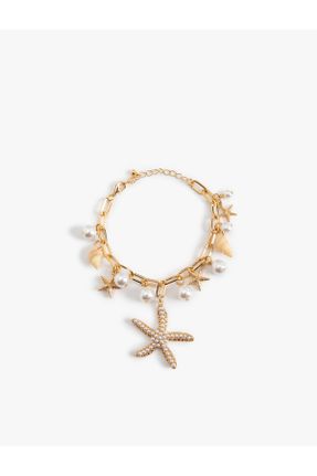 دستبند جواهر طلائی زنانه فلزی کد 827313625