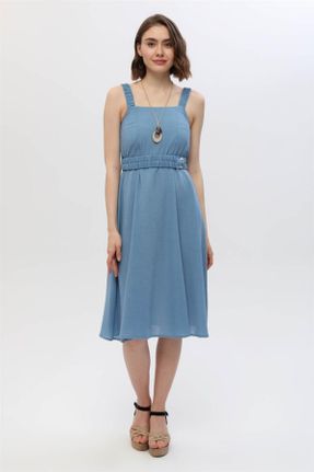 لباس آبی زنانه بافتنی پلی استر اسلیم کد 728683491