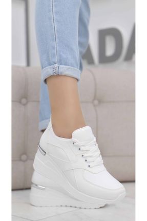 کفش اسنیکر سفید زنانه بند دار چرم مصنوعی کد 751167203