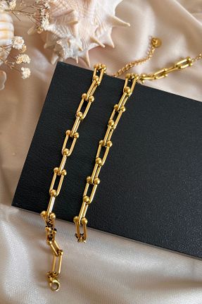 دستبند استیل (فولاد) طلائی زنانه استیل (فولاد) OzzConcept - کد 821632934
