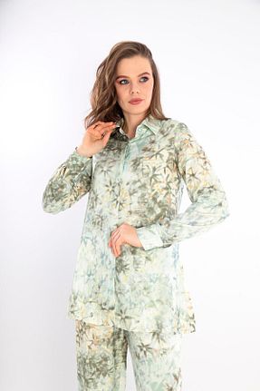 ست بالاتنه و پائین تنه سبز زنانه بافتنی OMELYA - کد 821192608