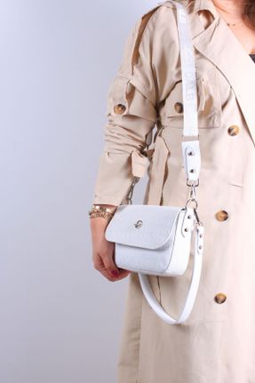 کیف دوشی سفید زنانه چرم مصنوعی کد 830431688