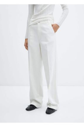 شلوار جین سفید زنانه پاچه رگولار ساده استاندارد کد 737885430