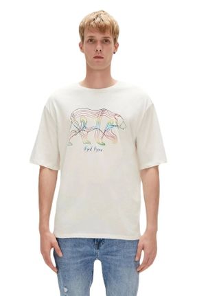 تی شرت نباتی مردانه رگولار یقه خدمه تکی کد 820089856