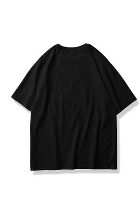 تی شرت مشکی زنانه اورسایز یقه گرد تکی کد 673914744