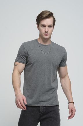 تی شرت طوسی مردانه رگولار یقه گرد تکی بیسیک کد 249624298