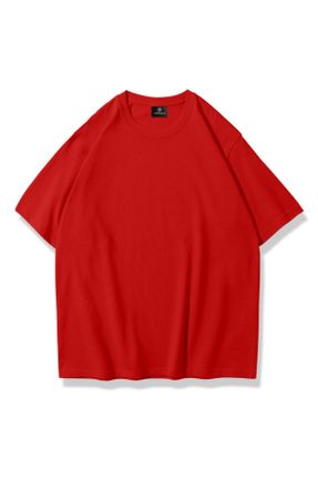 تی شرت قرمز زنانه اورسایز کد 812047696