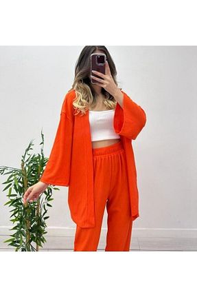 ست بالاتنه و پائین تنه نارنجی زنانه بافتنی BERİ BUTİK - کد 731878904
