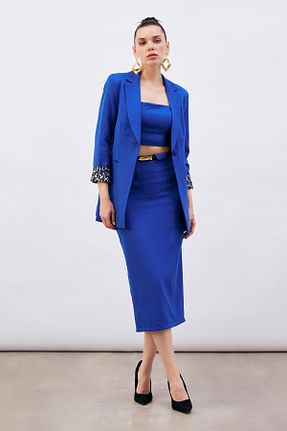 دامن سرمه ای زنانه پارچه Sateen - کد 729975982