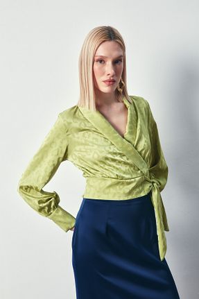 بلوز سبز زنانه ساده Sateen - کد 819623176