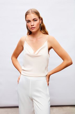 بلوز بژ زنانه ساده Sateen - کد 270792727