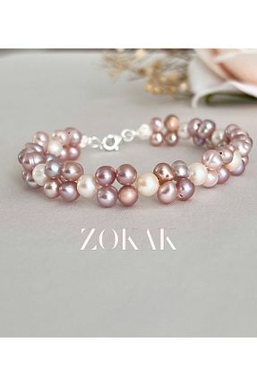 دستبند مروارید صورتی مروارید فرهنگی Zokak - کد 825184821