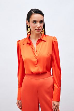 پیراهن نارنجی زنانه رگولار Sateen - کد 738162350