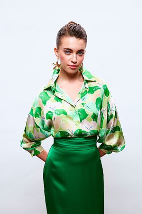 پیراهن سبز زنانه رگولار Sateen - کد 762274240