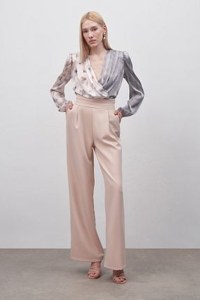 شلوار بژ زنانه بافتنی Sateen - کد 470826653