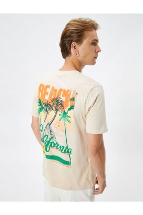تی شرت نباتی مردانه رگولار یقه گرد تکی کد 751687061