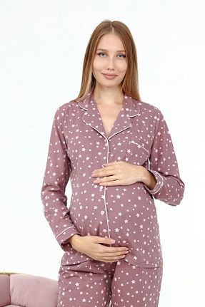 ست لباس راحتی بارداری قهوه ای زنانه %100 پنبه LİKAPA - کد 144434776